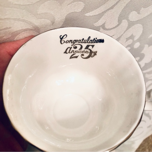Royal Albert “Congratulations 25 Anniversary”Tea Cup and Saucer Set England 🆕 - Picture 12 of 14